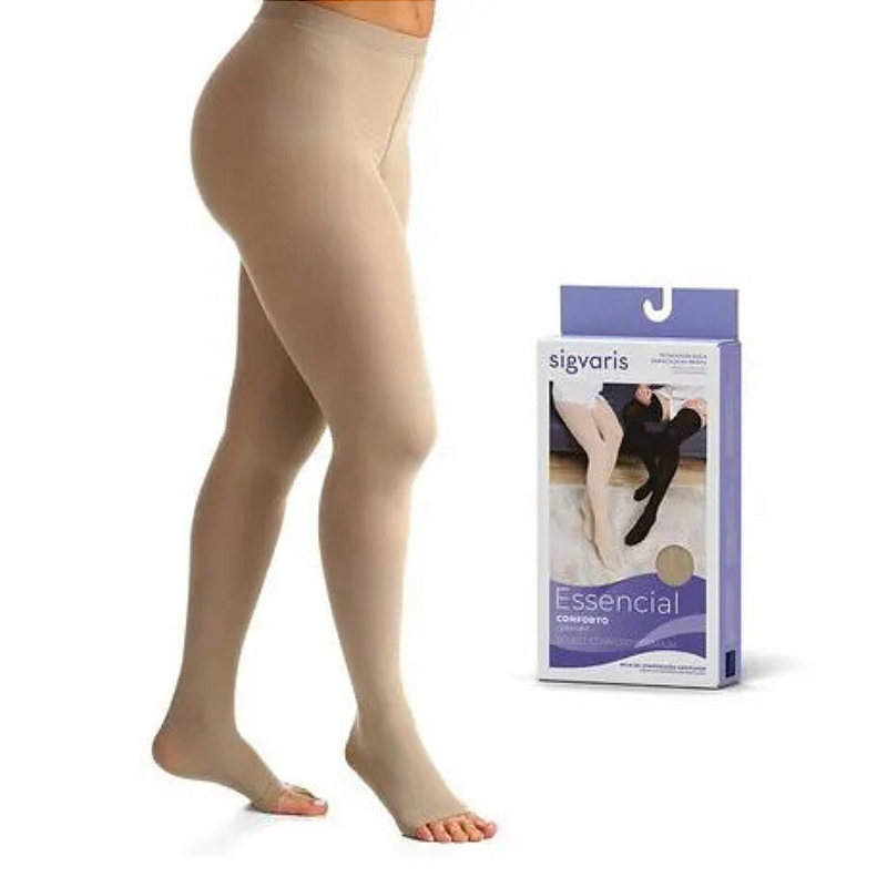 Meia Calça Premium 20-30mmHg Aberta Natural Escuro Unissex Sigvaris