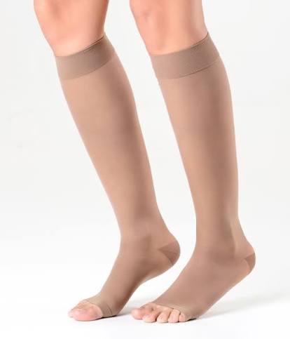 Meia Sigvaris Ever Sheer 20-30 Mmhg 3/4 - Ponteira Aberta Caramelo