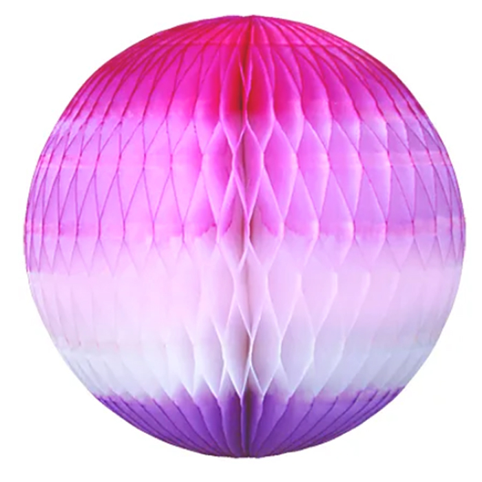Enfeite de Papel Globo 21cm Tons de Rosa com Lilás Festas da 25
