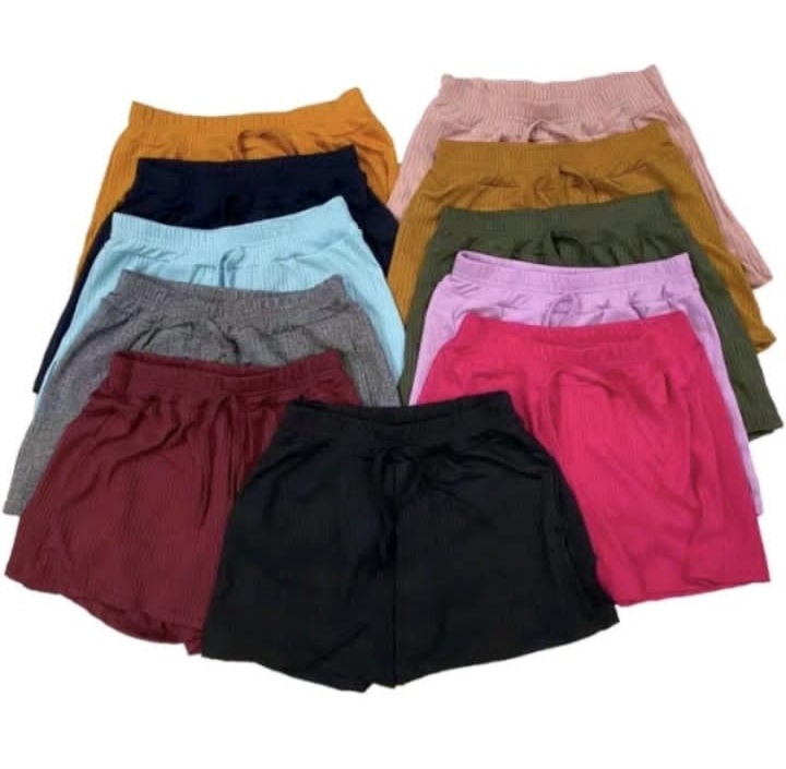 Short Canelado Com Bolso