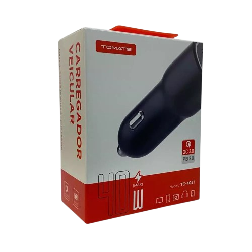 Carregador Veicular 2 Type-C 40W Tomate TC-4021 - Carregue com