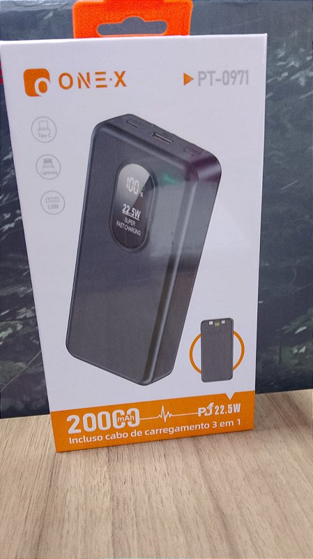 CARREGADOR POWER BANK 20000MAH ONEX PT-0971