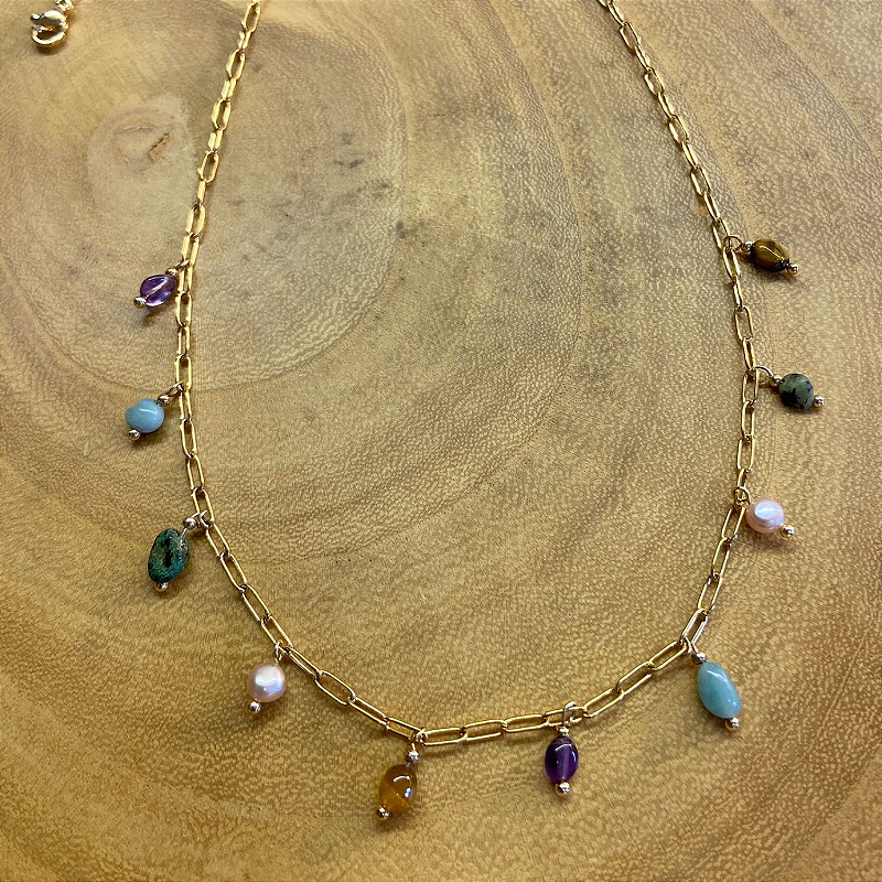 Colar mix mini pedrinhas naturais