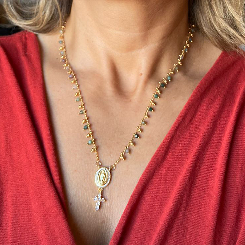 Corrente tercinho de mix de ágata