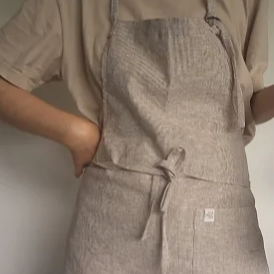 Avental com listras bege