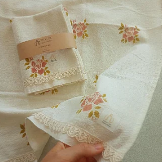 pano de Prato 45x70 rosas cor-de-rosa