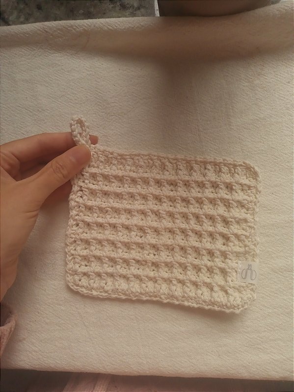 Descanso de panela waffle em crochê offwhite