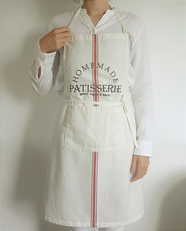 Avental com listra grain sack vermelho