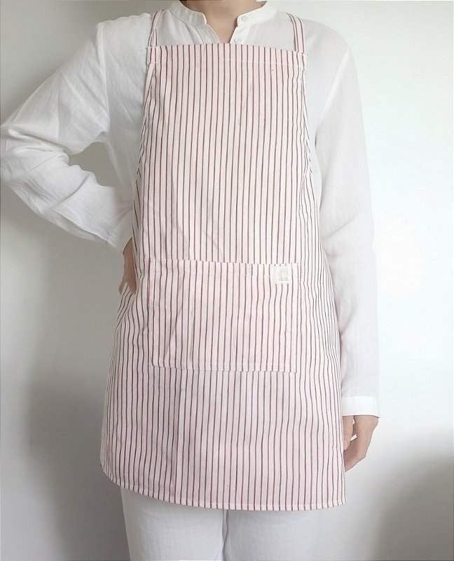 Avental branco listrado Cross back ajustável