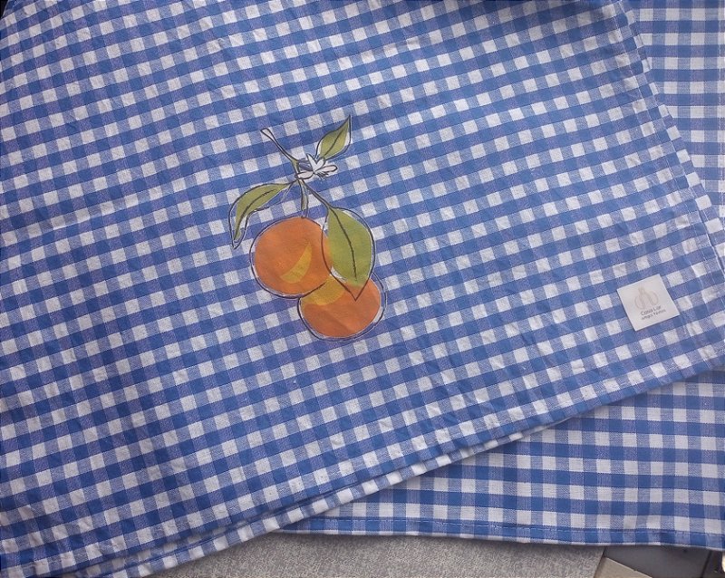 Pano de Prato 45x65 xadrez laranjas