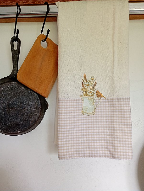 Pano de Prato passarinho bege