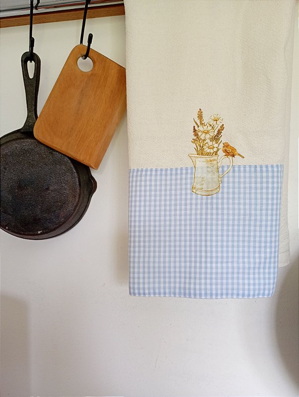 Pano de Prato passarinho azul