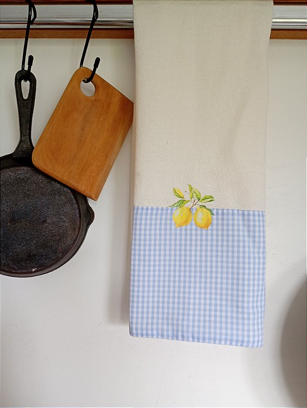 Pano de Prato limão azul