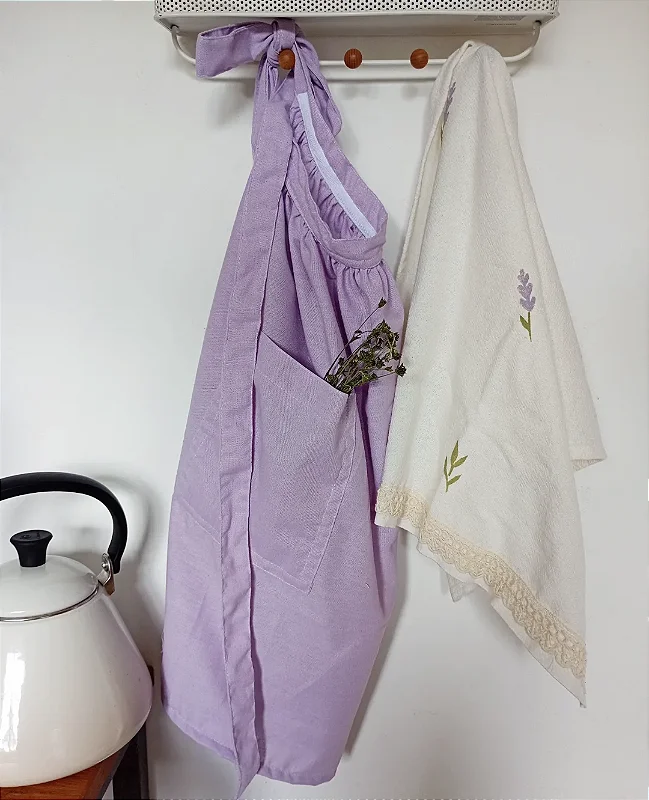 Kit avental de cintura + pano de prato lavanda