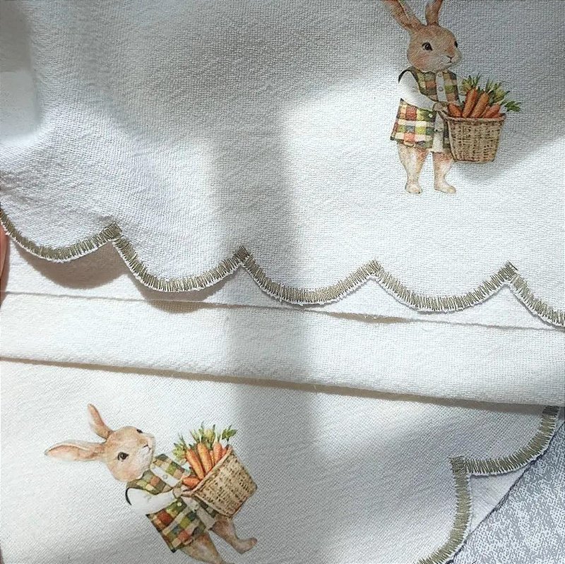 Pano de Prato 45x70 coelhinho barra bordada