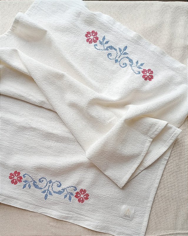 Pano de Prato 45x70 bordado ponto cruz