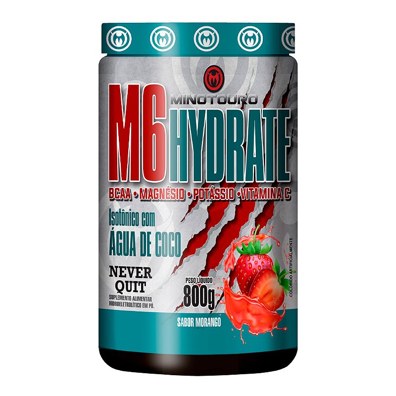 M6 HYDRATE - ISOTÔNICO MINOTOURO SUPPLEMENTS - SABOR MORANGO - 800g