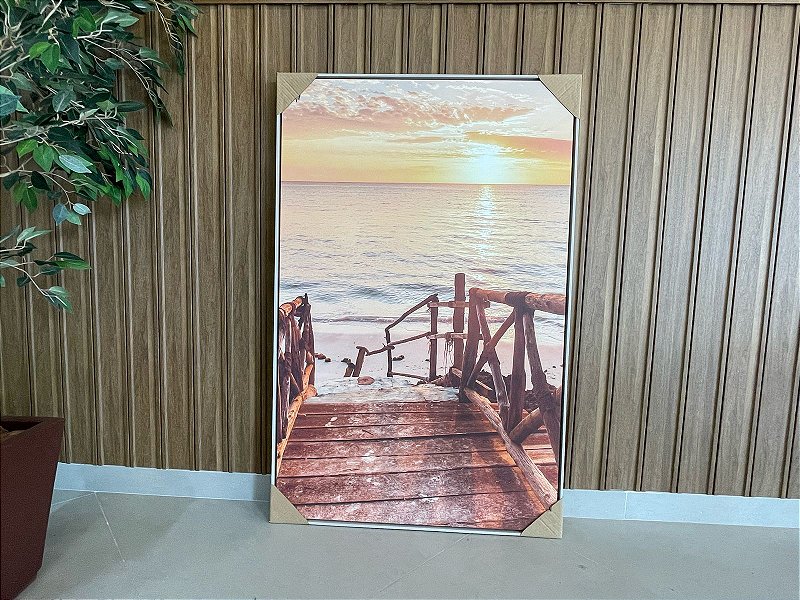 Quadro Decorativo Paisagem; Medida 80x120cm; Moldura Madeira Nude