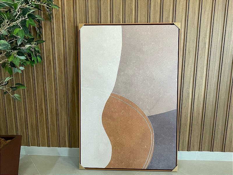 Quadro Decorativo Abstrato; Medida 80x120cm; Moldura Madeira Freijó
