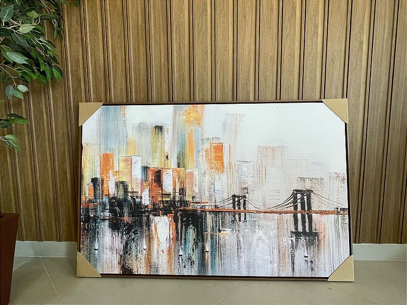 Quadro Decorativo Abstrato; Medida 80x120cm; Moldura Madeira Freijó