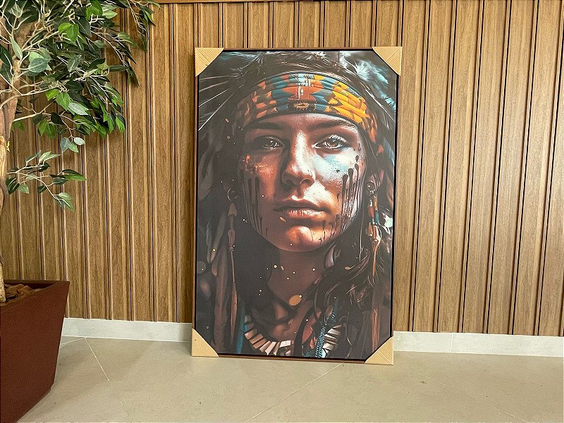 Quadro Decorativo Mulher; Medida 80x120cm; Moldura Madeira Freijó