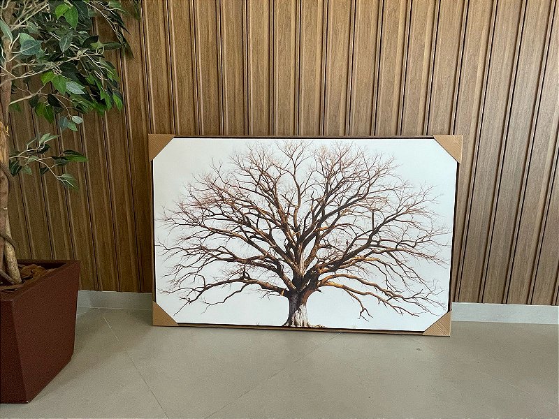 Quadro Decorativo Árvore; Medida 80x120cm; Moldura Madeira Freijó