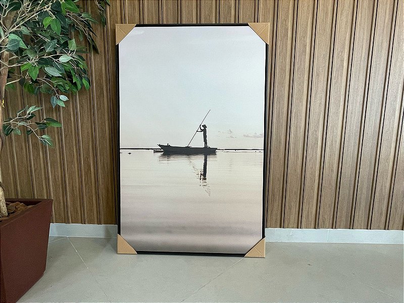 Quadro Decorativo Paisagem; Medida 80x120cm; Moldura Madeira Preta