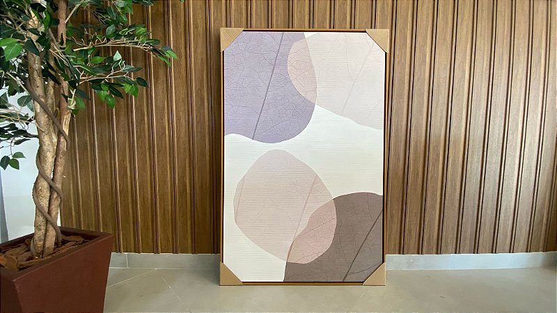 Quadro Decorativo Abstrato; Medida 80x120cm; Moldura Madeira Freijó