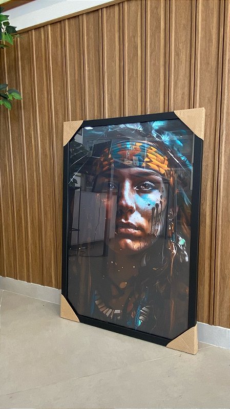 Quadro Decorativo Mulher; Medida 65x96; Com Vidro Comum; Moldura Preta