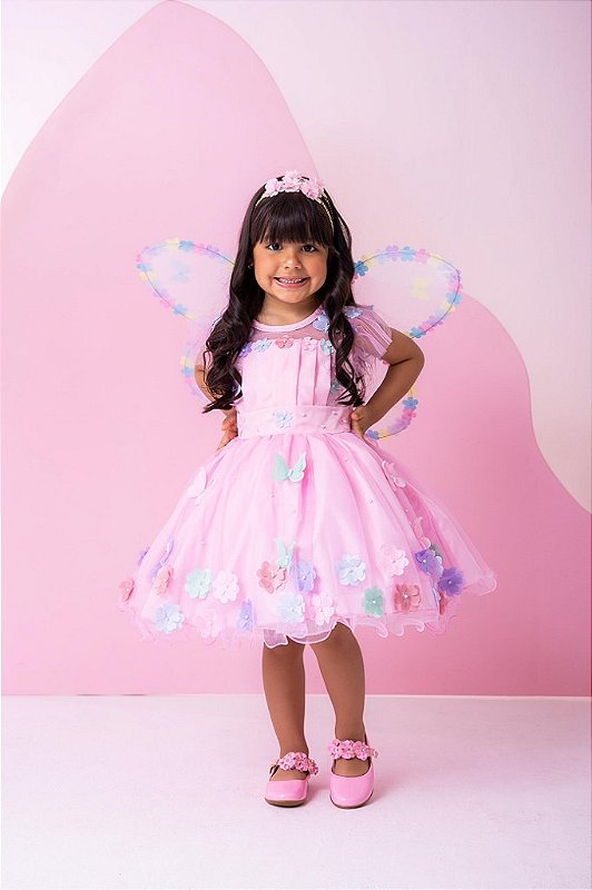 Encantado Ano Vestido De Festa Infantil Tema Jardim Encantado Luxo