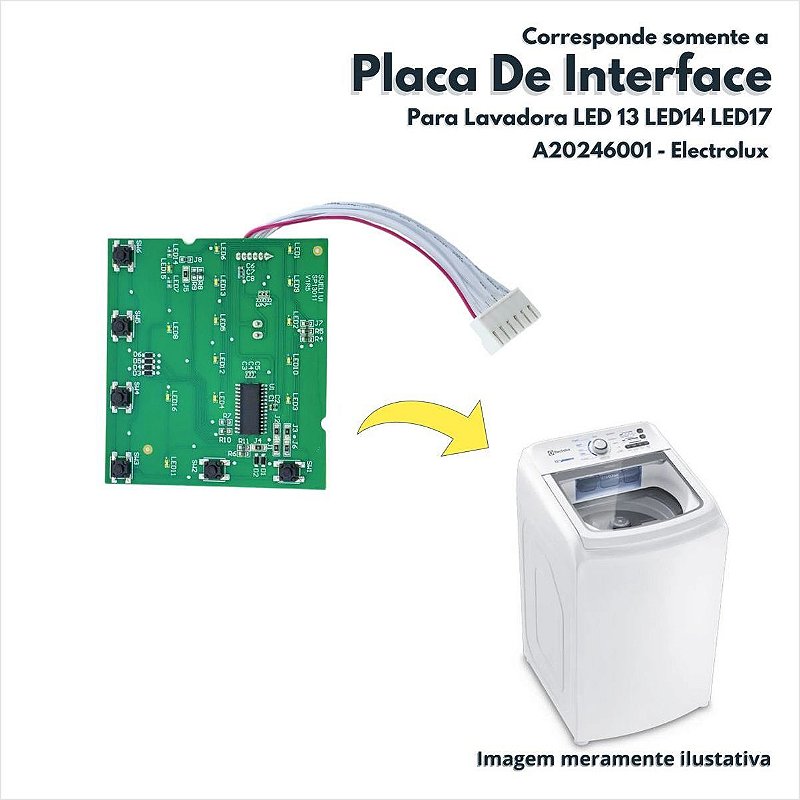 Placa de Interface para Lavadora Led13 Led14 Led17 Electrolux