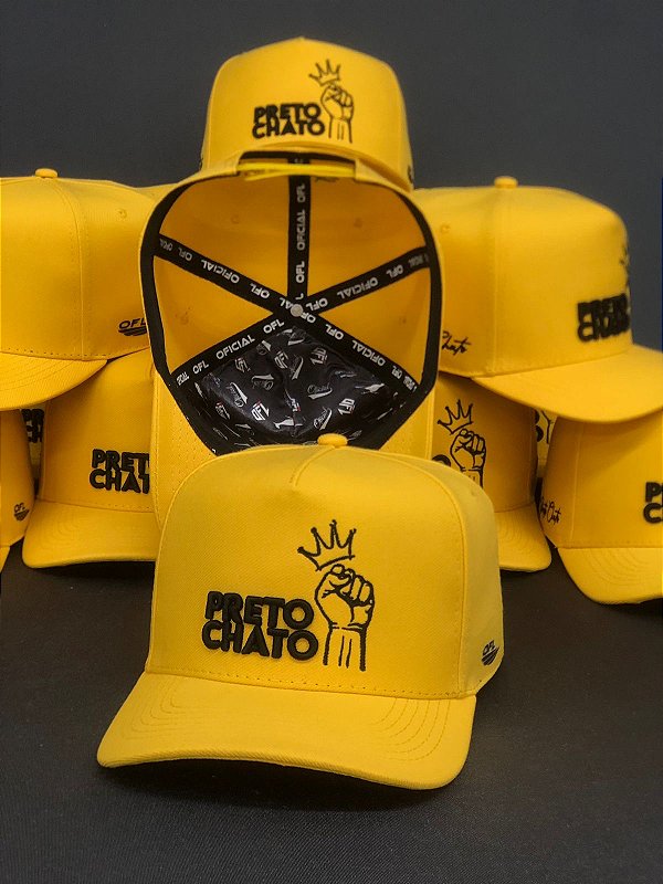 Boné Preto Chato Amarelo