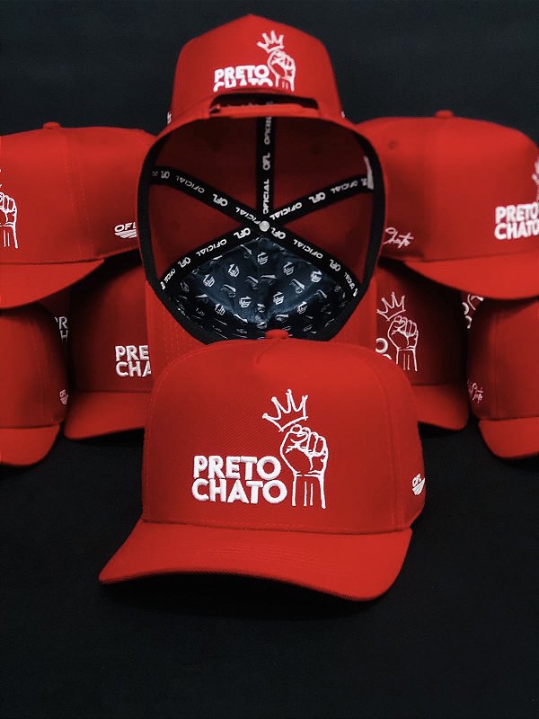 Boné Preto Chato Vermelho