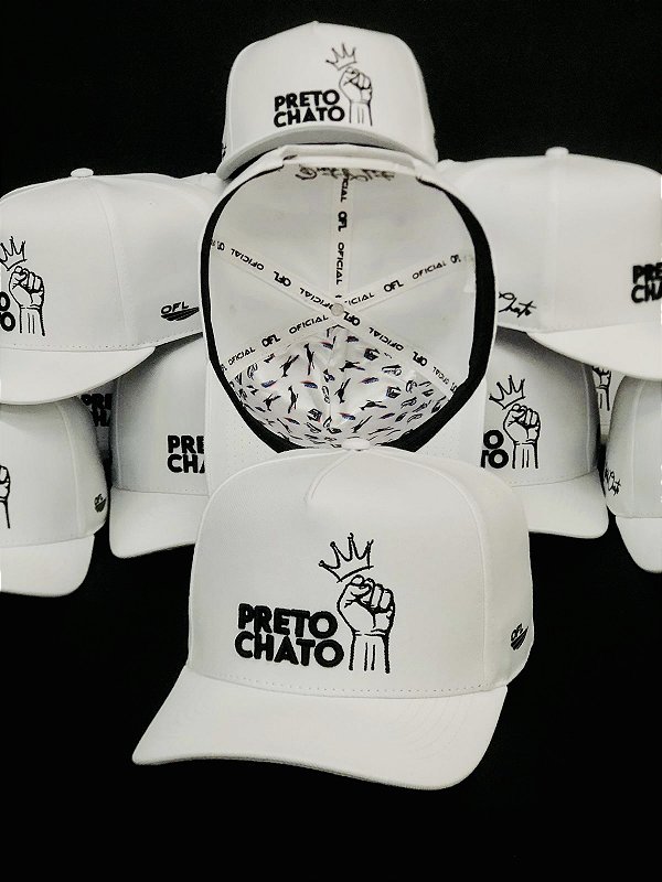 Boné Preto Chato Branco