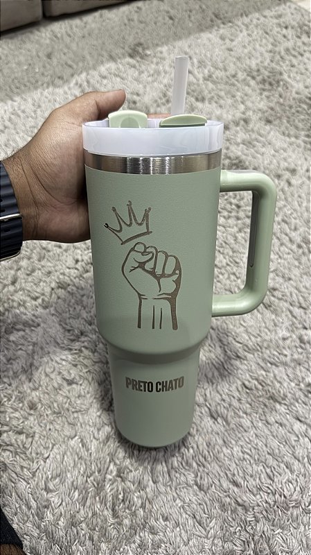 Copo Térmico Preto Chato 1.2lt