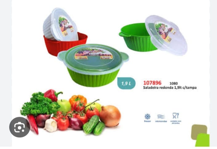 Saladeira redonda com capacidade de 1,9 litros