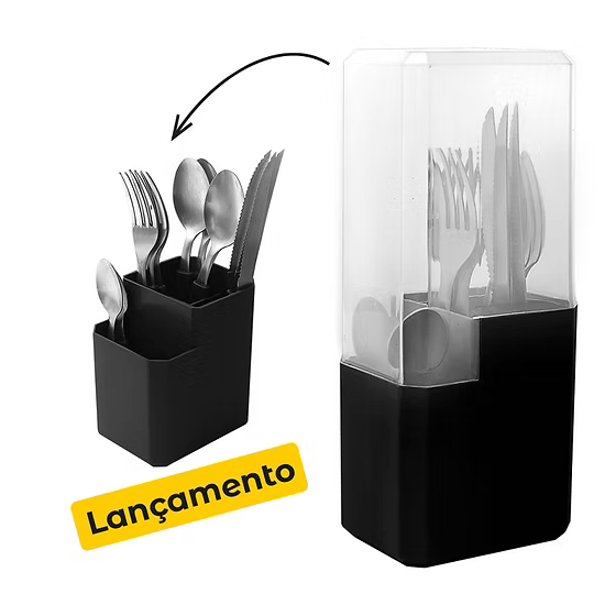 Porta Talheres Vertical com Tampa