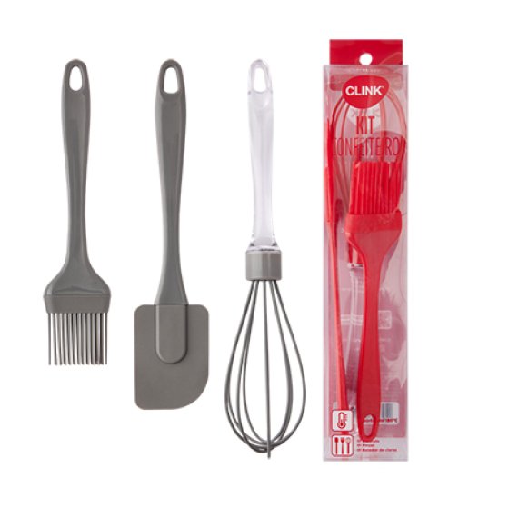 Kit 3 Pcs Cozinha Silicone E Plastico Pp