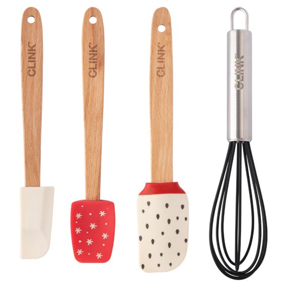 Kit 4 Utensílios Silicone, Madeira e Ferro