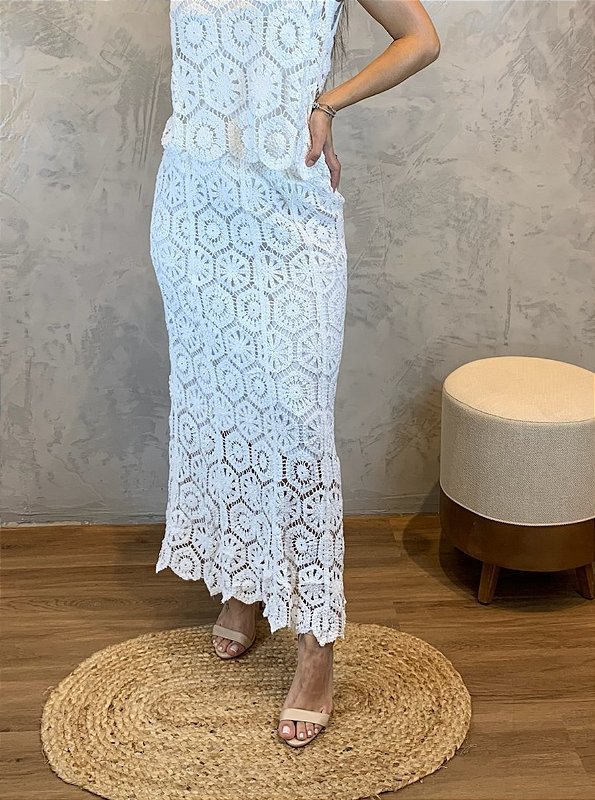 Saia Crochet Branco