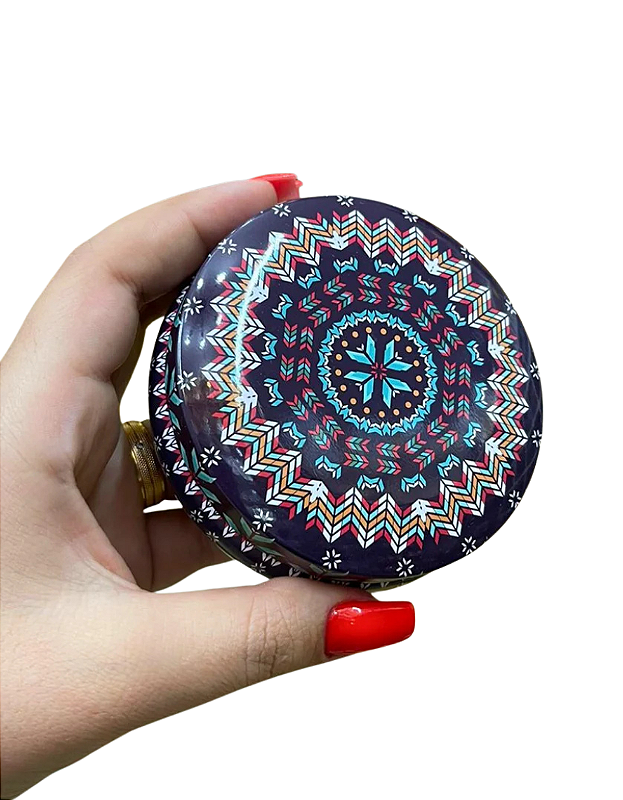 Lata Mandala Decorativa: O Santuário para suas Joias e Amuletos - Azul/Preto