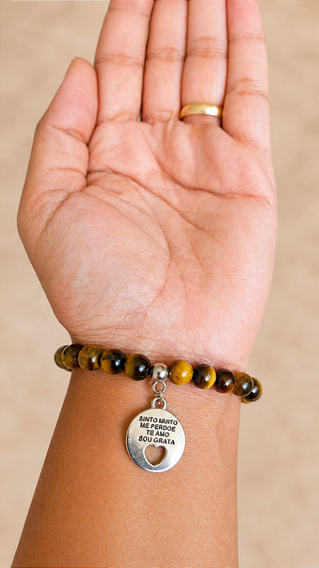 Pulseira de Pedras Naturais H'oponopono - Olho de Tigre