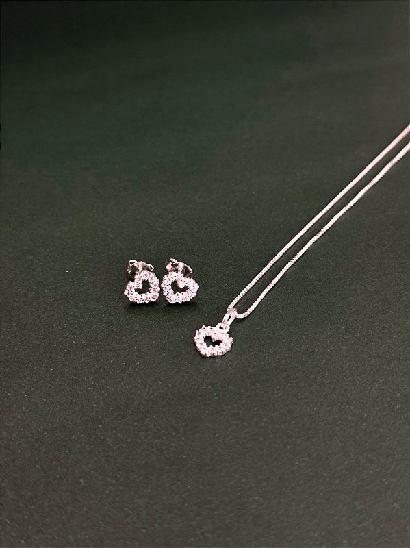 Conjunto Coração Cravejado