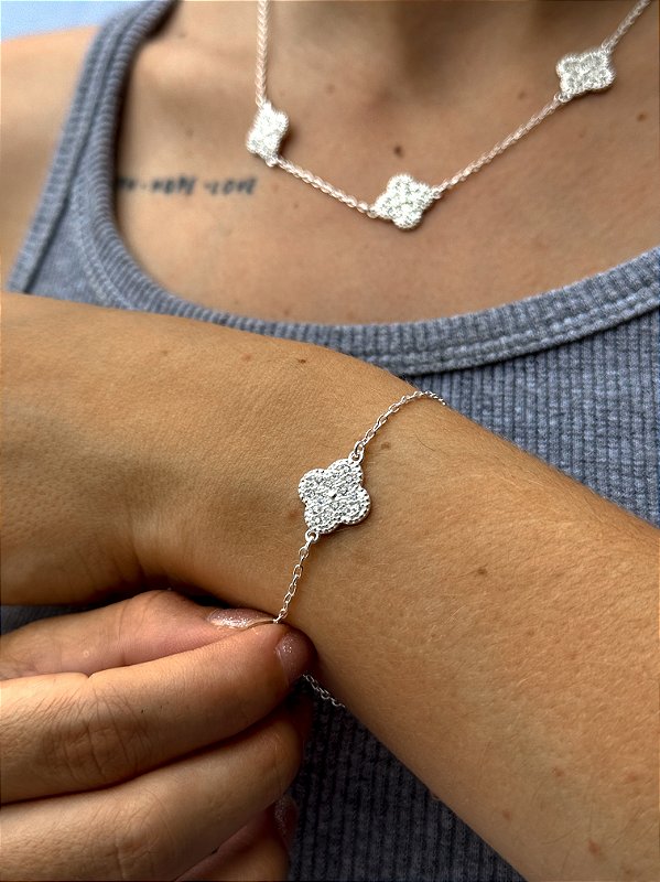 Pulseira Trevo Cravejado