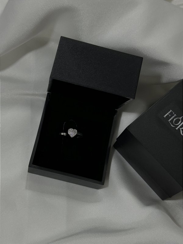 Anel Falange Regulável Coração Cravejado