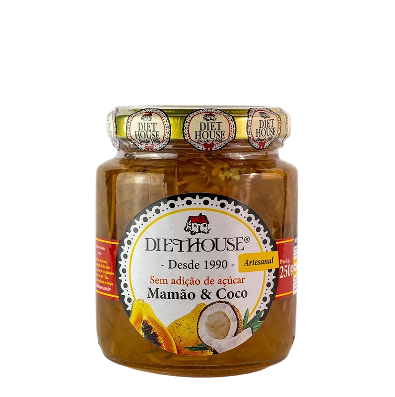 Doce de Mamão com Coco Artesanal Zero Açúcar 250g - Prateleira