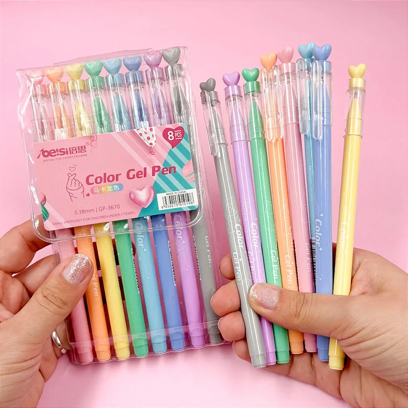 Caneta Gel Color Coração 0.38mm • Estojo com 8 Cores