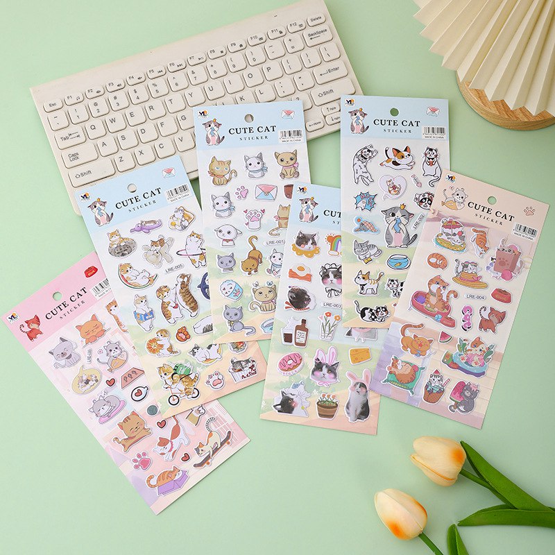 Cartelas de Adesivos 3D Gatinhos