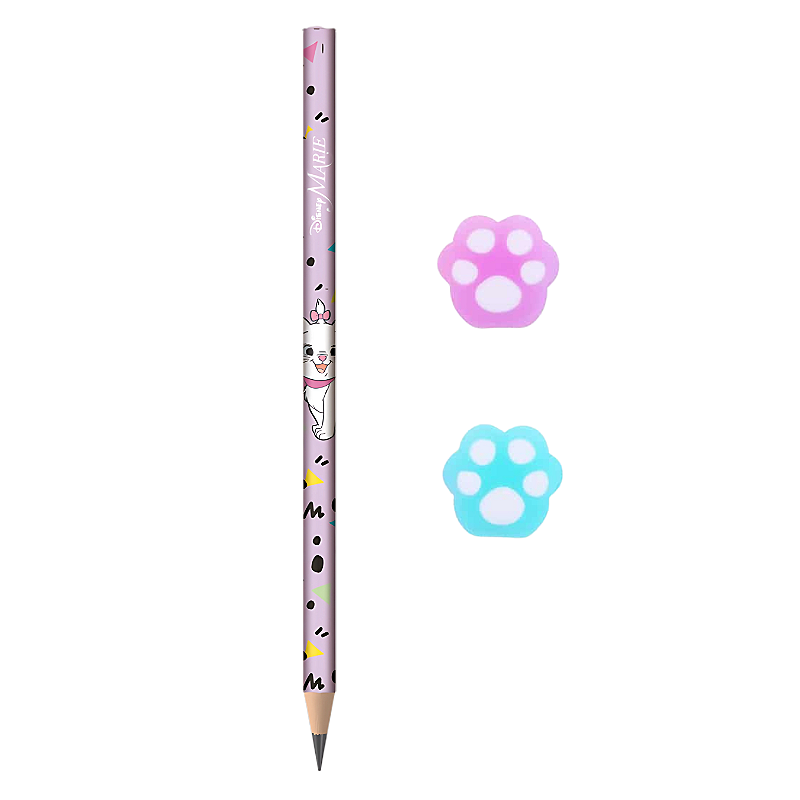 COMBO 1 Lápis + 2 Mini Borrachas Patinha Marie