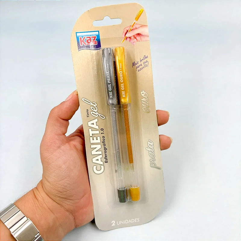 Kit Canetas Gel Ouro + Prata 1.0mm